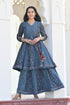 MULMUL IDIKA INDIGO BLOCK PRINTED PANELED KURTA-PLAZZO SET MULMUL IDIKA INDIGO BLOCK PRINTED PANELED KURTA-PLAZZO SET